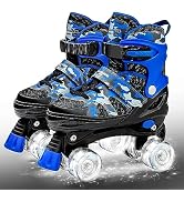 Kuxuan Skates Boys and Girls Camo Adjustable Roller Skates with Light up Wheels, Fun Illuminating...