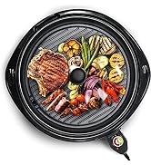 Elite Gourmet Smokeless Indoor Electric BBQ Grill with Glass Lid, Dishwasher Safe, PFOA-Free Nons...
