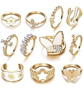 17IF 10-23 Pcs Gold Knuckle Rings Set for Women Teen Girls Grunge Vintage Goth Punk Chunky Ring M...