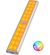 LEPOTEC 24LED RGBW Under Cabinet Light - Motion Sensor Closet Light, Rechargeable Changing Color ...