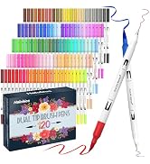 Halobios 120 Color Dual Tips Brush Pens, Fine and Brush Tip Markers with Swatch Card for Adult Co...