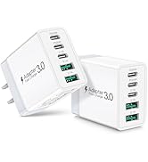 2 Pack USB C Wall Charger, 50W 5-Port PD Fast USB C Charging Block,3USB C+2USB A Multiport Plug,T...