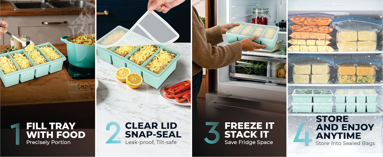 soup containers with lids, ice tray, silicone freezer molds, silicone food storage containers
