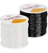 FQTANJU 2 Rolls 0.8MM Crystal Elastic Bracelet String, Stretchy Bead String Cord for Clay Beads P...