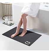 Diatomaceous Earth Bath Mat Rugs Quick Dry Super Absorbent Non Slip Rubber BottomThin Bathroom Ma...