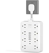 MCSCN Outlet Extender, 14-in-1 Wall Mount Power Strip 8AC 6USB,White | 1" Ultra-Short Cord, 14-in...