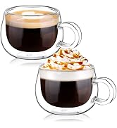 glastal [German Quality 4 Oz Insulated Double Wall Glass Espresso Cups, Nespresso Espresso Coffee...