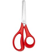Left-Handed Kids Scissors, 6-Pack – Red Safety Scissors with Stainless Steel Blades & Soft Grip –...
