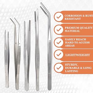 Premium Quality Stainless Steel Food Presenting Garnishing Decorating Plating Tweezer Tongs BBQ Tong