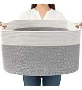 HZFTJOY Magazine & Newspaper Baskets,65L Large Woven Rope Blanket Basket,21"x16"x12"Storage Bin w...