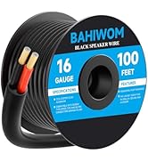 BAHIWOM 16 Gauge Speaker Wire 100 Feet CL3 Related CCA Black Cable with 2 Conductors for Outdoor ...