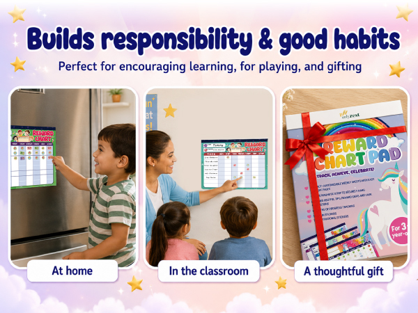 Kids reward chart builds responsibility and good habits for home, school and gifting