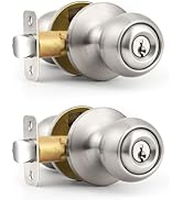 Probrico Keyed Entry Door Knob with Lock, Front Door Knob with Same Key, Interior/Exterior Door L...
