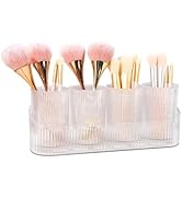 DASITON Makeup Brush Holder Organizer with 4 Cup, Vintage Striped Make Up Brush Holder for Vanity...