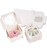 YunKo 50 Pack Cookie Boxes 4x4x2.5 Inches Bakery Boxes Dessert Boxes with Window for Chocolate St...