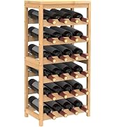 FoverOne 24-Bottle Wine Rack Freestanding Floor, 6 Tier Bamboo Wine Display Rack with Table Top, ...