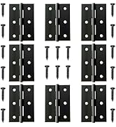 8 Pack 3 Inch Black Stainless Steel Door Hinges with Screws - Rustproof Cabinet Door Hinges for F...