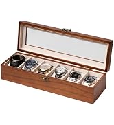 Exper City Watch Box, Watch Case for Men Women with Large Glass Lid, Wooden Watch Display Storage...