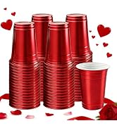 16 oz - 100 Count Metallic Plastic Cups, Disposable Plastic Party Cups for Easy Cleanup and Large...