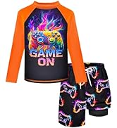 Boys Rash Guard Swim Set with Swim Trunks Bathing Suit Long Sleeve Swim Shirt Quick Dry Swimsuit ...