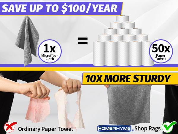 Commercial Grade Shop Rags Microfiber Towels for Cars Cleaning Rags