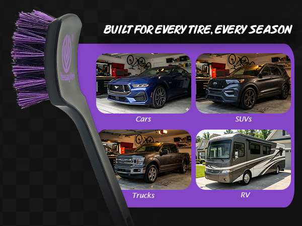Tire cleaning brush suitable for every tire every season