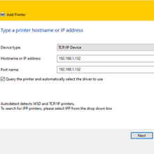 Windows add printer settings screen shot