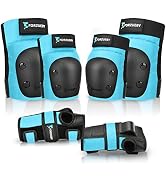Forzueby Adult/Kids Knee Pads Elbow Pads Wrist Guards 6 in 1 Protective Gear Set for Inline Rolle...