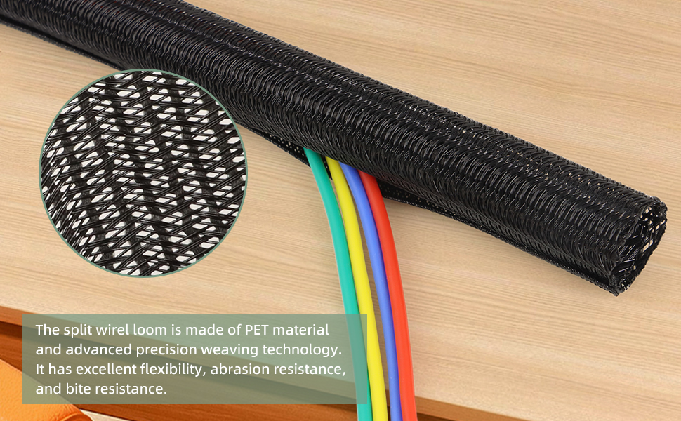 Split Wire Loom Tubing, Cable Protector Sleeve, Braided Cable Management2