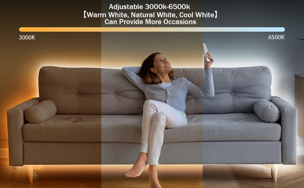 3000K-6500K Warm White, Natural White, Cold White