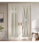 NICETOWN 100% Blackout Linen Door Curtain for Back Door Window, 26"W x 72"L, Privacy Protection T...