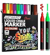 ARTWARD Liquid Chalk Markers,10 Pack Classic Colors with 6mm Reversible Tip,For Chalkboard,Menu B...