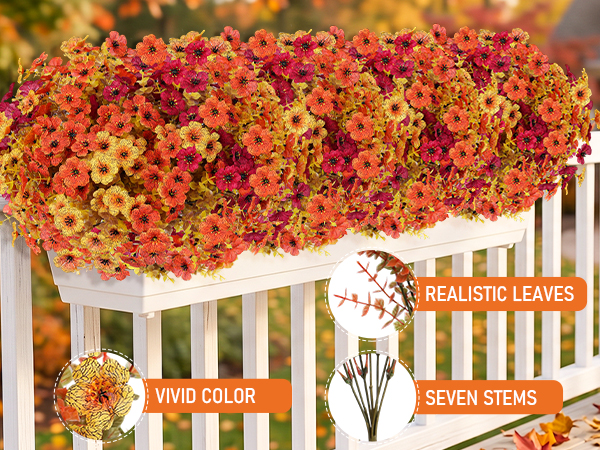 These artificial flowers are made of eco-friendly PE plastic and high-quality silk.