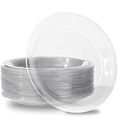 Laojbaba Disposable Clear Plastic Plates 9inch Party Dinner Plates 100 Count Dessert Plates for P...