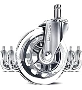Office Chair Wheels Replacement Rubber Chair casters for Hardwood Floors and Carpet, Set of 5, He...