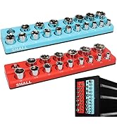 SHALL 1/2 Inch Magnetic Socket Organizer Set, 2-Piece SAE & Metric Socket Holders, Socket Tool Tr...
