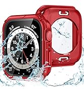 Goton 2 in 1 Waterproof Rugged Case for Apple Watch Screen Protector 44mm Series 6 5 4 SE, 360 Pr...