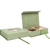 Hiwhy Linen Photo Storage Box, 4 x 6 Inch Memory Keepsake Organizer with Transparent Window, Styl...