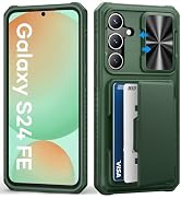 BXYJY for Samsung Galaxy S24 FE Case with Card Holder (Store 4-5 Cards), RFID Blocking, Slide Len...