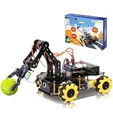 ACEBOTT 5DOF Smart Robot Arm Car Kit, 4WD Remote Control Car Compatible with Arduino/Python/Block...