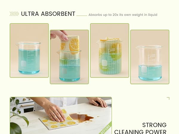 ULTRA ABSORBENT Absorbs up to 20x its own weight in liquid
