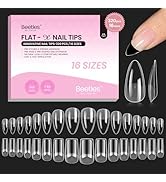 Beetles Gel Nail Tips Flat-X - Almond Square Medium, 320pcs 16 Sizes, Pre-Etched Half Matte Full ...