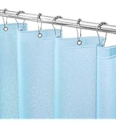 Seenus Waterproof Plastic Glitter Shower Curtain Sky Blue, Sparkle PEVA Shower Curtain Liner with...