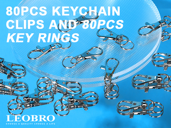 80PCS Keychain Clips with 80PCS Key Rings