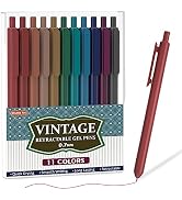 Shuttle Art Colored Retractable Gel Pens, 11 Unique Dark Vintage Ink Colors, Cute Pens 0.7mm Medi...
