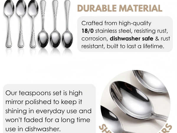 mirror polished tea spoons for home, kitchen, cafe