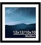 JCJMY 12x12 Picture Frame with Mat for 30 x 30cm Diamond Art Painting, Display Photo 10x10 with M...
