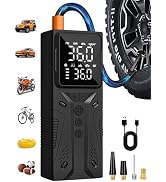 AIRSURE Tire Inflator Portable Air Compressor, High-Speed 150PSI Cordless Air Pump for Car Tires ...