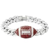 Football Cuban Link Bracelet for Women, Dainty Hip Hop Sports Jewelry Gift in Gold & Silver Plate...