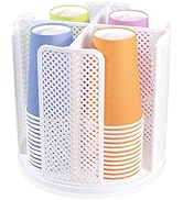 wymulot Rotating Paper Cup Dispenser, Cup Holder with 4 Compartments, Disposable Coffee Cup Dispe...